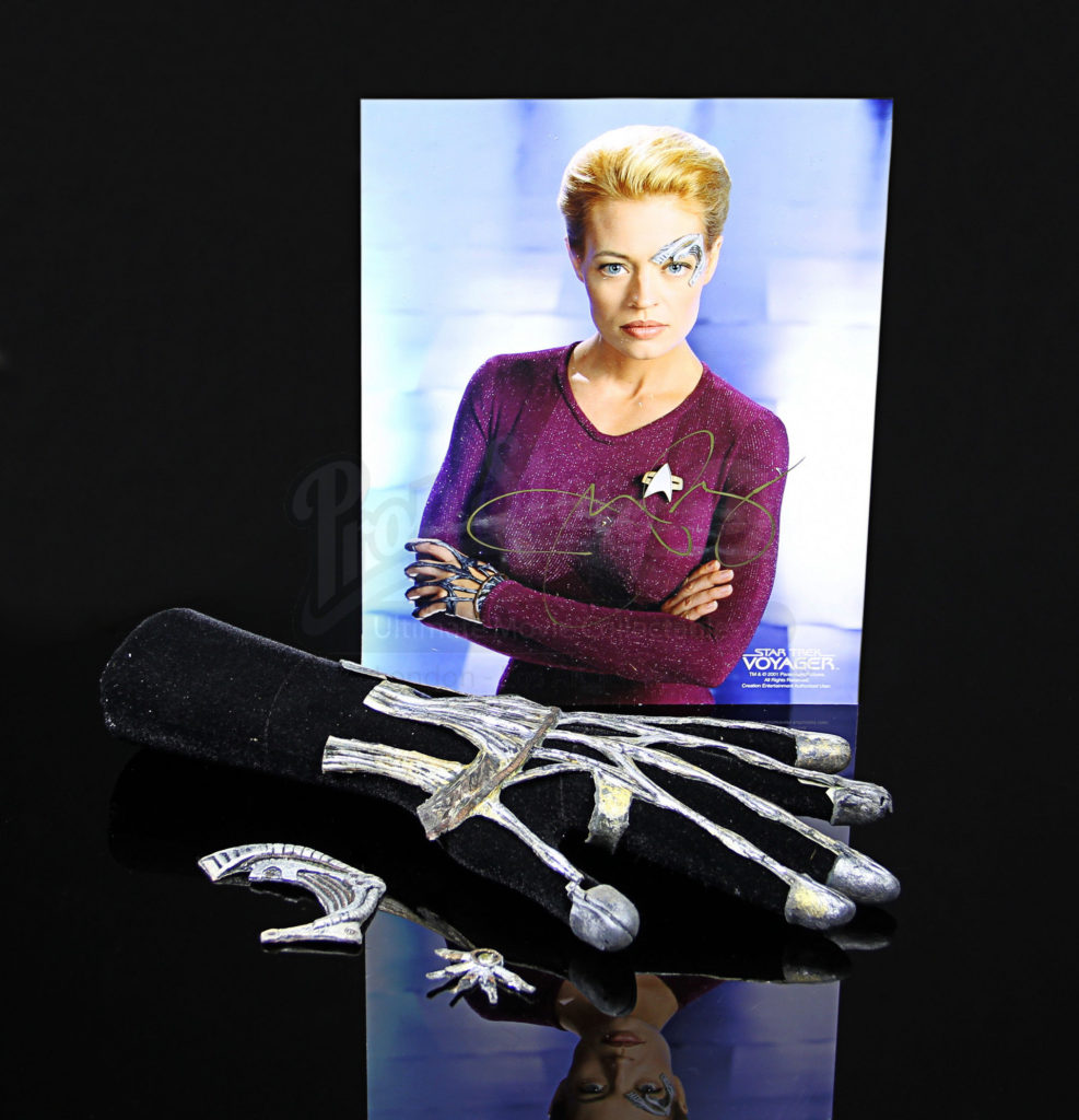 Auction photo of Jeri Ryan’s screen-used Borg prosthetics.